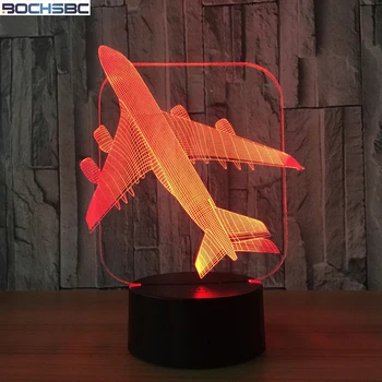 BOCHSBC Avião 3D Sensor de Toque de Luz de Controle Remoto Touch Mudança da Cor do RGB Candeeiro de Mesa-de-Cabeceira Decoração de Lâmpadas de LED