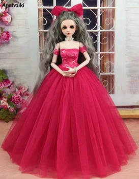 Boneca de Acessórios cor-de-Rosa Vestido de Festa de Roupas para 45-50cm XINYI Boneca 1:4 Vestidos de Noiva Com Véu para 1/4 BJD Casa de bonecas Brinquedos Criança
