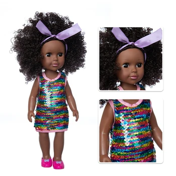 Bonecas pop brilho do Vestido de Terno Africanreborn de silicone viny 35cm de 14 polegadas poupee girl boneca. bebê brinquedo macio menina todder