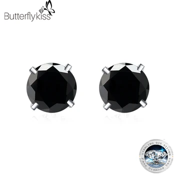 Butterflykiss Clássico da Rodada de 0,5/1/2CT Moissanite Brinco de Qualidade Superior, 100% de Prata 925 Para Mulheres, Homens, Moda Jóias