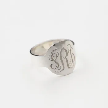 Carimbo Initals Lettters Prata Maciça Nome Anéis Personalizados Gravar Monogrammed Anniversay Anéis De Presente De Natal