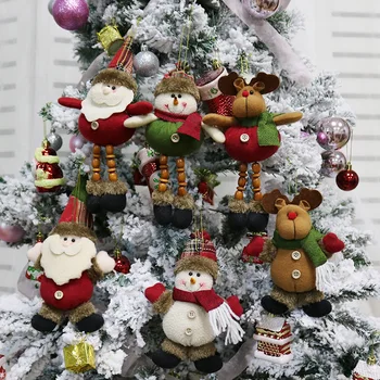 Cartoon Santa Elk Boneco De Neve Presentes Boneca De Natal Pingente De Árvore De Natal Pendurando Os Pendentes De Feliz Natal Decoração Para A Casa 2021 Presentes Crianças