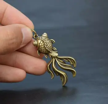 Chinês Coleção antiga Ásia archaize o bronze peixinho Requintado pequeno pingente