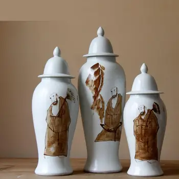 Chinês Moderno Europeu do Mediterrâneo Vaso Vintage Home Furnishing Vaso de Cerâmica Jingdezhen cerâmica templo jar vaso