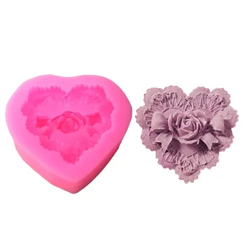 Coração de amor Flor de Rosa Arco de Silicone Sabão Molde DIY de Chocolate de Forma a fabricação de Sabão Suprimentos 3d Artesanais de Decoração de Bolo Fondant de Ferramentas