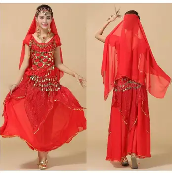 Dança do ventre Traje de Bollywood Traje Vestido Indiano Bellydance Vestido de Mulher a Dança do Ventre Traje Conjuntos de Saia Tribal 2-7pcs/set