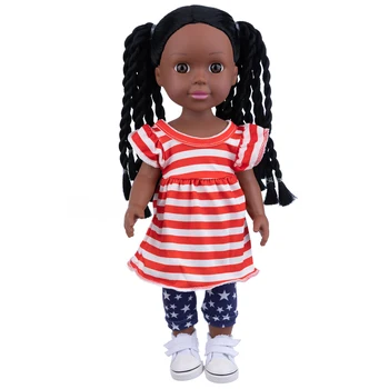 De 14 polegadas/35cm garota Americana moda bebê cor-de-rosa longo preto trançado boneca
