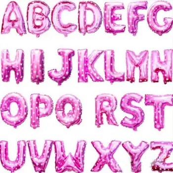 De 16 polegadas cor-de-Rosa A-Z Opcional Carta Balão de Folha de Alumínio de Hélio, Balões de Aniversário, Festa de Casamento Decoração
