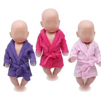 De 18 Polegadas Roupas de Meninas de Pijama Camisola Roupões de banho 3 Cores-Americana Recém-nascido Sapatos de Bebê, Brinquedos para 43, Baby Dolls s74-s76