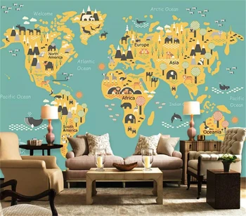 Decorativos de parede estilo Cartoon mapa de fundo de pintura
