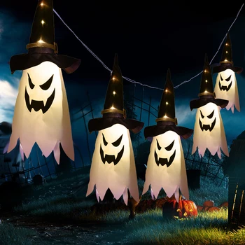 Decoração de Halloween DIODO emissor de Luz de Piscamento de Gypsophila Ghost Festival de Vestir Brilhante Assistente Fantasma da Lâmpada do Chapéu de Decoração Lanterna suspensa