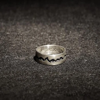 Designer criativa única, esculpida à mão linha irregular a abertura de anel ajustável moda personalidade par de jóias de prata