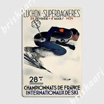 Dinâmica Francesa Vintage De Esqui Anúncio De 1939 Sinal De Metal Sala De Estar Garagem Decoração Mural De Criar Estanho Sinal Cartaz