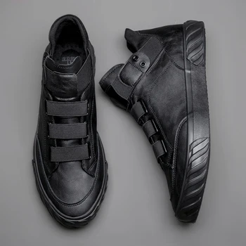 Dos Homens novos Sapatos de Couro coreano Tendência Confortável Loafer Homens Sapatos de Moda Britânico Homens de Alta Top Tênis Novos Mocassins Homens 588 s3
