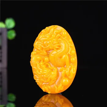 Dragão Amarelo Pingente de Jade Chinês Colar de Mão-Carved Charme Natural Jóias Amuleto Acessórios de Moda para Homens Mulheres Presentes