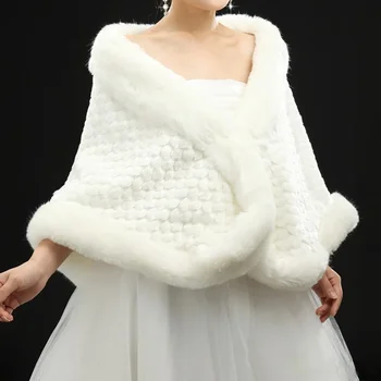 Elegante de Noiva Marfim de Pele Envolve Inverno Mulheres de Xale grosso, para Casamentos de Noivas Acessório Em Stock