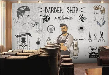 Europeia retro beleza cabeleireiro ferramentas salão de cabeleireiro papel de parede especial de moda da personalidade criativa mural