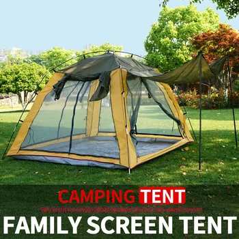 Exterior da Tenda, Respirável Protetor solar Gaze de Quatro lados da Porta E da Janela Snsect prova de 3-4 Pessoas Acampamento Tenda Ventilado