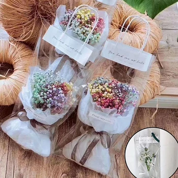 Flor Embalagem Transparente OPP Buquê de Flores Saco Loja de Flores da Decoração Longo Sacola Saco Transparente Com Embalagem Saco