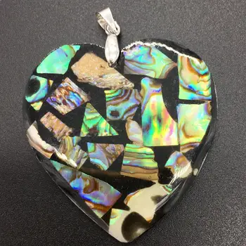 Frete grátis Jóias de Moda de Nova Zelândia Abalone Shell Coração Pingente Cordão MC8558