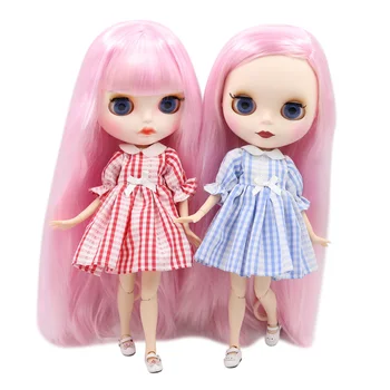 GELADO DBS Blyth boneca reta longa de cabelo rosa com branco de pele personalizada matte rosto nu Conjunta corpo BL1017