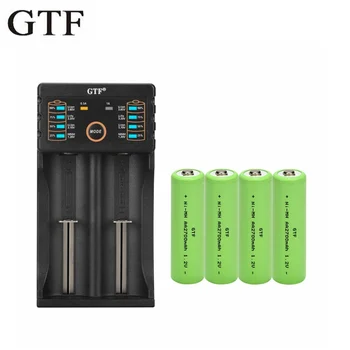 GTF 4pcs 1,2 V AA 2700mAh bateria com USB 1 carregador de bateria de NI-MH Bateria Recarregável para o brinquedo de controle remoto de produtos eletrônicos