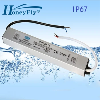 HoneyFly Patenteado IP67 Impermeável Driver de LED 50W 12V a 24V, 36V 48V Fonte de Alimentação LED de Iluminação Transformador AC DC Adaptador de 80-265V