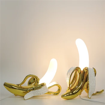 Itália Banana Noite do Diodo emissor de luzes da Sala Moderna GlassTable Lâmpadas Quarto de Cabeceira, candeeiro de mesa de Decoração de Casa de dispositivos Elétricos de Iluminação