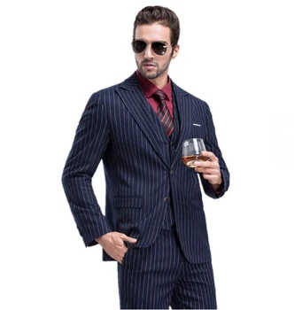 Jaqueta+Calça+Colete )Personalizado Slim Fit 2019 Homens Terno da Moda Faixa do Vestido de Casamento de Fatos de Homem de Negócios, Homens Blazer Tamanho Completo Smoking