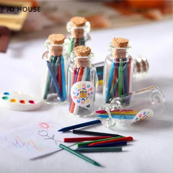 JO CASA de Mini Lata de cor Gravável Lápis de cor, Modelo 1:12 Casa de bonecas Minatures Modelo de Acessórios de Casa de bonecas