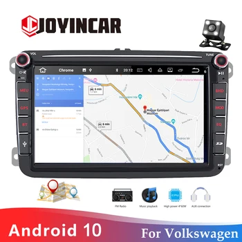 JOYINCAR 2 Din Android de 10 carros de rádio em seu GPS Navi Para VW Passat B6 volkswagen, Skoda Octavia 2 superbJetta T5 golf 5 6 Multimídia