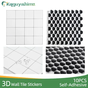 Kaguyahime 10Pcs 3D Descascar e ficar Adesivos de Parede Impermeável DIY papel de Parede de Tijolo de Decoração de Casa Etiqueta Auto-Adesiva Mosaico de Azulejos