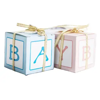 Letra A B Quadrado cor-de-Rosa E Azul, caixas de Presente de Papel, Caixa de Doces Criativos DIY Chocolate Embalagem Caixa Para chá de Bebê Festa