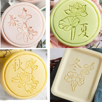 Lotus flor de Ameixa Flor padrão de sabão artesanal carimbo claro Diy natural acrílico decorativo fabricação de sabão personalizada ferramentas de impressão