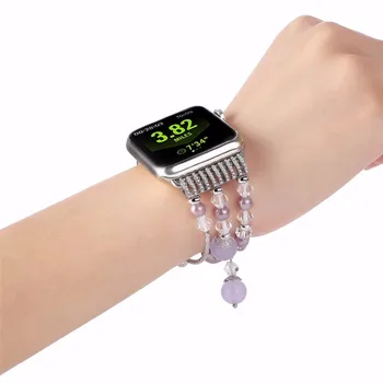 Luxo Senhoras Correia de Relógio Para a Apple, Assistir Série 1 2 3 pulseira de Mão Feitos Pelo Cristal Bracelete Para Apple Série Relógio iWatch