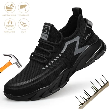 Luz confortável Respirável e à Prova de Homens Sapatos de Segurança à Prova de Industrial de Construção Anti-estático Não-derrapante, Anti-Punctura Sapatos de Trabalho