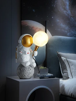 Lâmpada de mesa de cabeceira da lâmpada, o Nordic de decoração do quarto, 3D lua lâmpada, criativo astronauta, de mesa, decoração, luz de presença