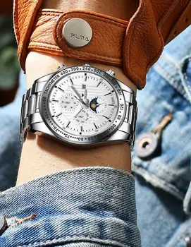 Marca De Moda Relógios De Homens De Aço Inoxidável Luxuoso Relógio De Pulso De Quartzo Luminosa Mostradores De Relógio Homens De Negócios Casual Relógio De Aço