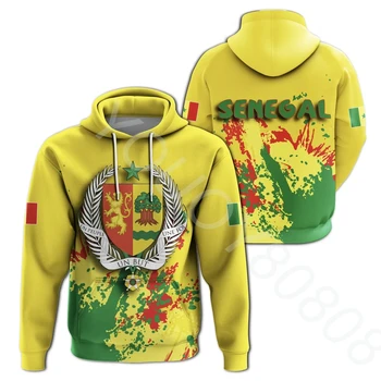 Mens Vestuário Casual Outono-Inverno Senegal Emblema do Hoodie - espanhol Estilo de Impressão 3D Retro Harajuku Sportswear Jaqueta
