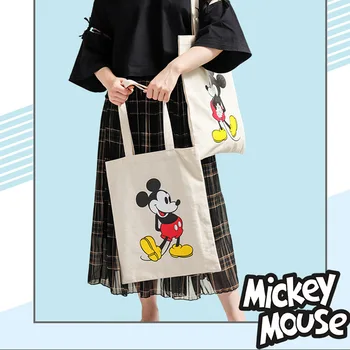 Mickey de Disney do Rato de Lona Bolsa feminina de Ombro Único Saco de Estudante Ins Vento Bolsa Saco Japonês Pequeno Saco de Pano de Algodão de Saco de Presente