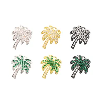 Micro-embutidos de Diamante de cor coqueiro Colar, Pingente, Brincos, Pingente Pode Ser combinado com Uma Rodada de Fivela de Brincos de Ouro
