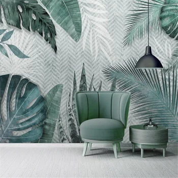 Milofi personalizadas de fotos em 3D papel de parede Nórdicos minimalista pintados à mão tropical de folhas de quarto, decoração de fundo de parede