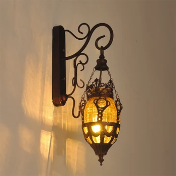 Moda vintage em ferro forjado, lâmpada de parede ofhead varanda decoração de lâmpadas