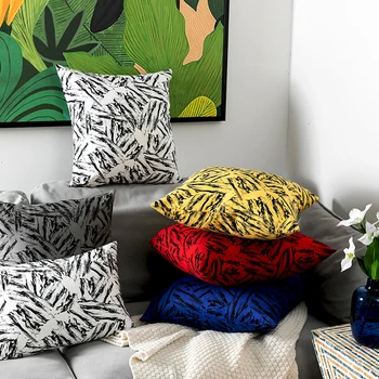 Moderno e simples de algodão geométricas faixa de impressão frente e verso sofá capa de almofada 1 peça excluindo preenchimento