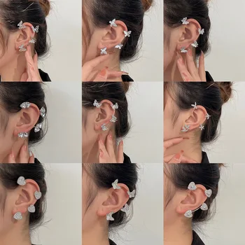 Mori Série cravejado de Diamantes Borboleta Ouvido Pendurado Ossos do Ouvido Clipe Nicho de Moda Design de Moda Sem Orelha Furada Clipe de Brincos