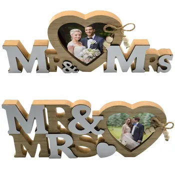 Mr & Mrs Forma de Coração Frame Design Requintado Padrão Encantador para a Foto da Imagem de Exibição