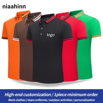 Multicolor Empresariais de Alta Qualidade Roupa de Trabalho do Camisa Polo Personalizada manga Curta Equipe de Trabalho T-shirt Bordado Diy Logotipo Impresso