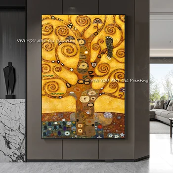 Mundo Mais Famoso Tela a Óleo Pintura Clássica do Artista Gustav Klimt Cartazes Artesanais Arte de Parede de Imagem para a Sala de Cuadros