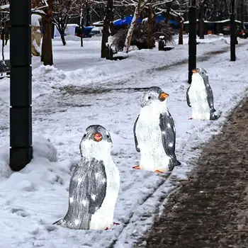 Natal Decoração do Jardim da Luz Penguin Acrílico 50 Decoração do Diodo emissor de Estaca Eva uma Nova Lâmpada de Ano Novo de Natal Decoração De 2023 Festa de Quintal B5m7