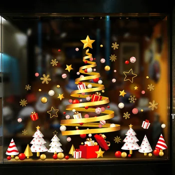 Natal Janela Adesivos Árvore de Natal do floco de Neve Decalques de Decorações de Natal para Casa, Porta, Janela da Parede Decoração Adesivos